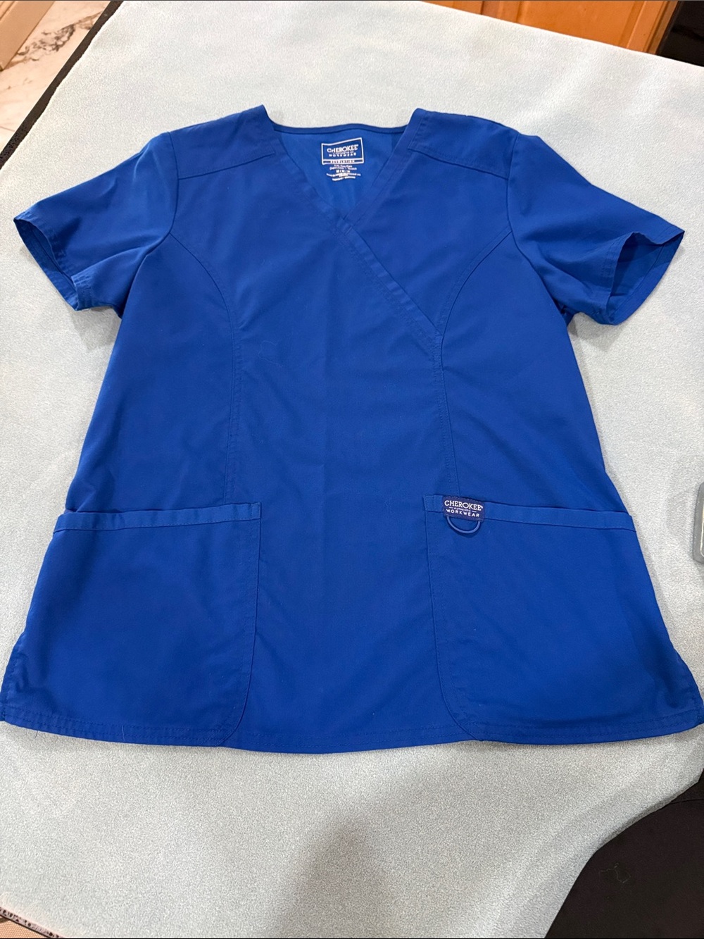 Cherokee Workwear Blue V-Neck Scrub Top
